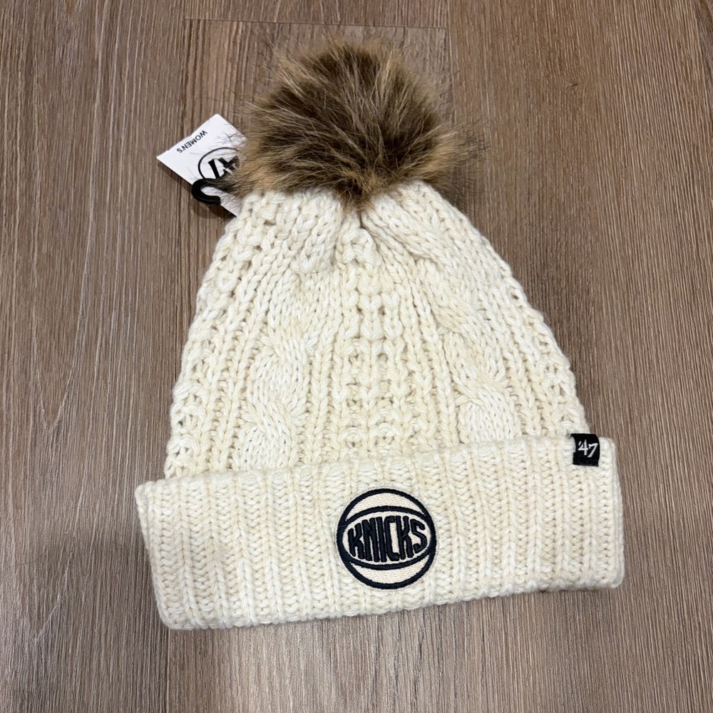 47 Cream Knit Pom-Pom Beanie